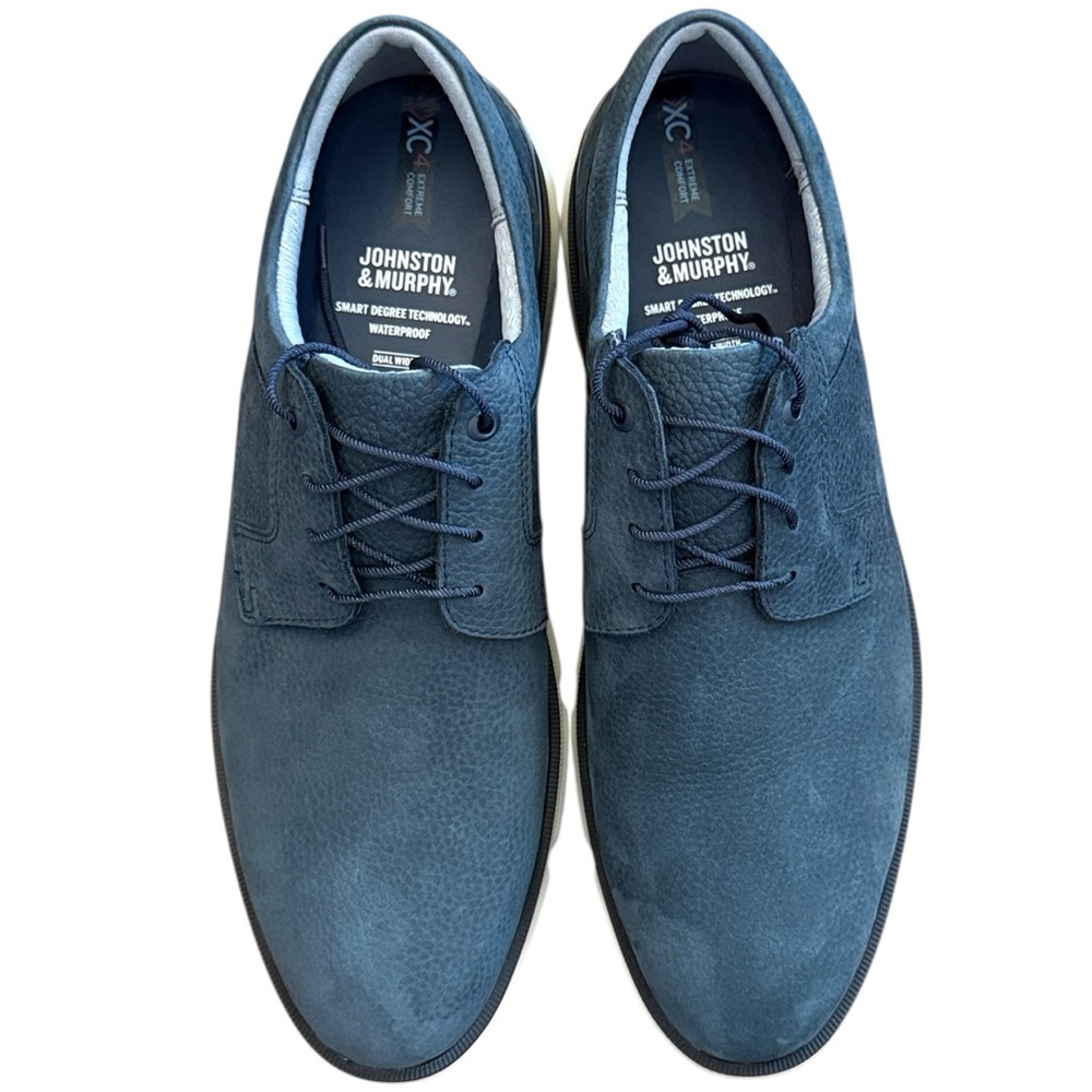 Johnston & Murphy XC4 Tanner Tie Oxford Shoe Waterproof Comfort Blue Nubuck 12M - Picture 3 of 16